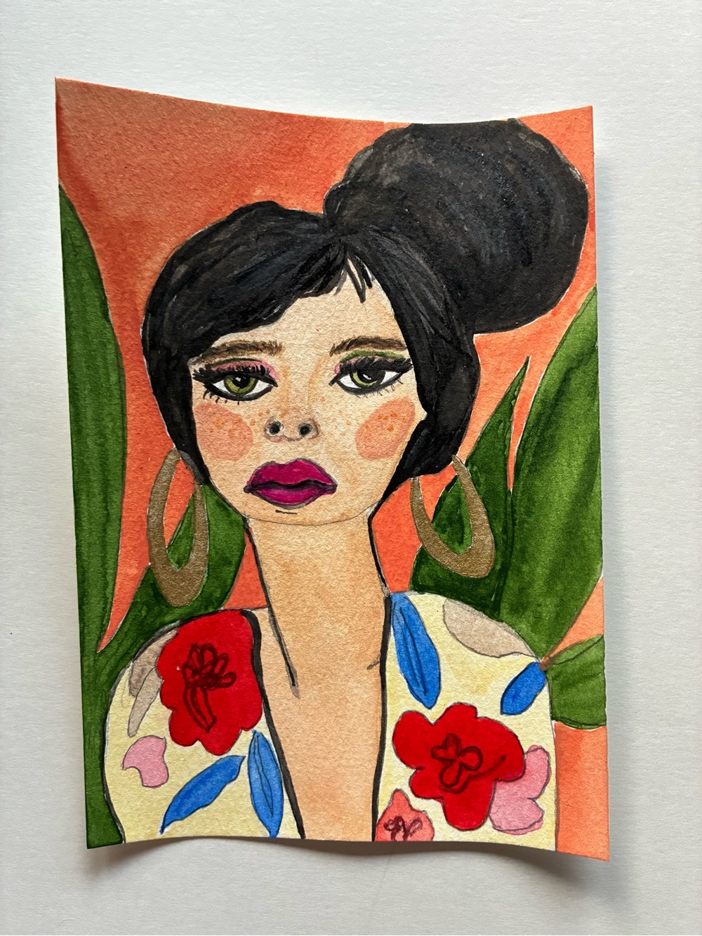 Watercolor Woman Portrait Art